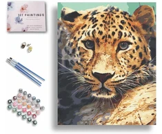 101 paveikslas tapyba pagal skaičius suaugusiems su rėmu didingas leopardas tapyba pagal skaičius amatų „pasidaryk pats“ rinkinys 40 x 50 cm drobė, užtempta ant medinio rėmo