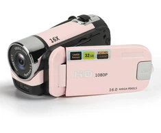1080p hd skaitmeninis fotoaparatas, 16x priartinimo vlogų vaizdo kamera su 2,4 colio pasukamu ekranu fotografijai, nešiojamas 16 mp asmenukių fotoaparatas su papildoma šviesa (rožinis)