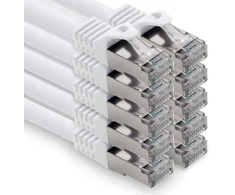 1.0m - Balta - 10 vienetų Cat.7 tinklo kabelis Lan Ethernet patch kabelis S-ftp Lszh Pimf 10gb s Rj45 kištukas Cat6a