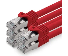 10m - reds - Cat.7 - tinklo kabelis patchcable lancable ethernet (komplektas) - 10gbase-t - 10000 mbps - Cat7 S-ftp dvigubai ekranuotas Pimf 600mhz