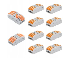 10x Adelid greita jungtis, elektros jungtis, perėjimo gnybtas, gnybtų blokas laidui ir lanksčiam laidui 6x4
