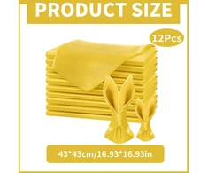 12 audinio servetėlių rinkinys 43 x 43 cm servetėlės satino audinio servetėlės minkštos vakarienės servetėlės stalo dekoravimui vestuvių vakarienei (geltonos)