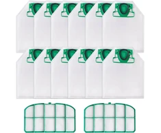 12 dulkių siurblių maišelių + 2 filtrai, skirti vorwerk kobold vk200 fp200, vorwerk fp200 dulkių siurblių maišeliai vk 200