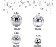 12 mini disko kamuoliukų rinkinys, disko kamuolys, mažas, disko kamuolio dekoracija, atspindintys disko veidrodiniai kamuoliukai, disko mini dekoravimo kamuoliukai, "pasidaryk pats" dekoracijos, tinkami kalėdų eglutėms, pyragams, šviestuvams, vakarėliams
