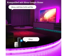 12 V Wifi Cob Led Rgb juosta Alexa 5 m, Rgb pritemdoma Cob šviesos juosta Led šviesos juosta, 576 šviesos diodai/m, valdoma programėle, suderinama su Alexa Google Home