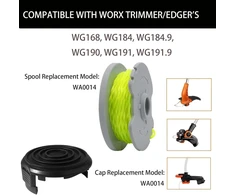 12 vnt. atsarginių ritės, skirtų worx wa0014 wg168 wg184 wg190 wg191, žoliapjovės valo ritės automatinio padavimo 20 pėdų 0,08" su wa0037 dangteliais (10 ritės, 2 dangteliai)