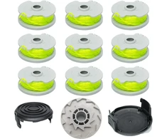 12 vnt. atsarginių ritės, skirtų worx wa0014 wg168 wg184 wg190 wg191, žoliapjovės valo ritės automatinio padavimo 20 pėdų 0,08" su wa0037 dangteliais (10 ritės, 2 dangteliai)