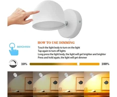 Lova 12 W led sieninis šviestuvas su kištuku, valdomas lietimu, reguliuojamas sieninis šviestuvas, 360° besisukantis šviestuvas prie lovos, 3000 K šilta balta reguliuojama skaitymo lemputė svetainei, miegamajam, laiptams, koridoriui, biurui, baltas