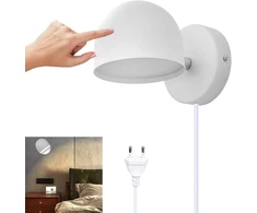 Lova 12 W led sieninis šviestuvas su kištuku, valdomas lietimu, reguliuojamas sieninis šviestuvas, 360° besisukantis šviestuvas prie lovos, 3000 K šilta balta reguliuojama skaitymo lemputė svetainei, miegamajam, laiptams, koridoriui, biurui, baltas