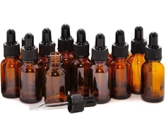 12 x 10ml Gintarinio Stiklo Buteliukai su Lašintuvu