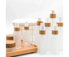 120 ml stiklinis muilo dozatorius stiklinis buteliukas su pompa losjonui, muilui, skysto muilo buteliukai dozatorius su medine pompa kremui, šampūnui, tualeto reikmenims