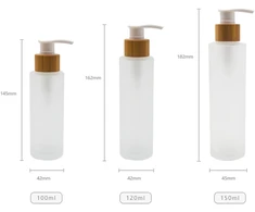 120 ml stiklinis muilo dozatorius stiklinis buteliukas su pompa losjonui, muilui, skysto muilo buteliukai dozatorius su medine pompa kremui, šampūnui, tualeto reikmenims