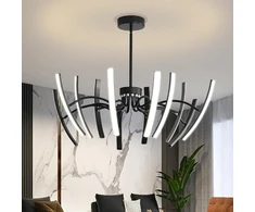 Pakabinamas šviestuvas 120 W pritemdomas sietyninis lubų šviestuvas svetainei modernūs pakabinami šviestuvai su besisukančiu led šviestuvo korpusu, juodas 3000–6000 K, pakabinamas lubų šviestuvas svetainei, miegamajam, valgomajam, φ1100 x H580