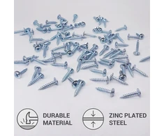 (1300 vnt. pakuotė) Cinkuoti plieno 4.0 x 20mm medsraigčiai metaliniai varžtai modifikuota santvaros galvutė savaime įsisriegiantys (1300, 4.0 x 20mm)