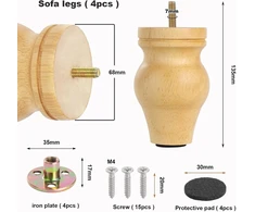 Fotelis 13.5 cm medinės stalo kojos, 4 vnt., medinės sofos kojelės, medžio masyvo baldų kojelės, medžio masyvo kojos, kūginės stalo kojelės su montavimo plokštelėmis ir varžtais sofai-lovai
