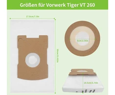 15 dulkių siurblių maišelių rinkinys Vorwerk Tiger Vt 300/260/265/270