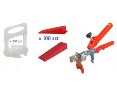 1,5 mm plytelių lyginimo sistema, 300 vnt. spaustukų + 100 vnt. pleištų + replės