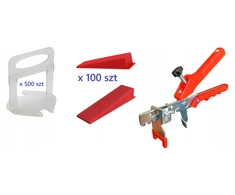 1,5 mm plytelių lyginimo sistema, 500 vnt. spaustukų + 100 vnt. pleištų + replės