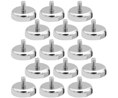 15 neodimio magnetų, 20 mm skersmens, su m4 sriegiu, 14 kg sukibimo jėga, magnetinės sistemos, apvalūs neodimio magnetai su sriegiu, ypač stiprūs magnetai varžtams, kilpelėms ar kabliams