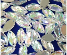 150 vnt. Ovalūs kalnų krištolo akmenukai siuvimui, 12x6 mm