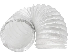16 cm / 160 mm - 1 m ilgio balto pvc dulkių surinkimo vamzdis - vakuuminis vamzdis - lanksti vakuuminė žarna - idealiai tinka šiltnamio palapinėms, auginimo dėžėms, šiltnamiams, namų ventiliacijos plastikui - spyruoklinio plieno vielos žarna