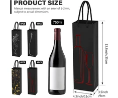 16 kraftinio popieriaus vyno dovanų maišelių rinkinys, dovanų maišeliai vynui, maišeliai buteliams su rankena, 35 x 11 x 9 cm, vyno dovanų maišelis, vyno butelių maišeliai, dovanų maišeliai buteliams Kalėdoms, vestuvėms