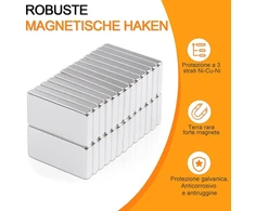 16 magnetų rinkinys, stiprūs, 20 x 10 x 3 mm neodimio magnetai itin stiprūs, magnetai magnetinei lentai, itin stiprūs retųjų žemių magnetai, stačiakampiai magnetai virtuvės spintelei, biurui, baltajai lentai