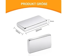 16 magnetų rinkinys, stiprūs, 20 x 10 x 3 mm neodimio magnetai itin stiprūs, magnetai magnetinei lentai, itin stiprūs retųjų žemių magnetai, stačiakampiai magnetai virtuvės spintelei, biurui, baltajai lentai