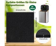 16 vnt. komposto konteinerių filtrų rinkinys, aktyvintos anglies komposterio filtras, anglies filtras organinių atliekų dėžei, aktyvintos anglies filtro kilimėlis, universalus dydis, organinių šiukšlių dėžės kvadratinis filtras kompostui
