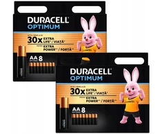 16x alkaline aa r6 lr6 duracell optimum premium baterijos