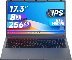 17 colių nešiojamas kompiuteris, 8 gb ram 256 gb ssd nešiojamas kompiuteris su celeron quad core n5095 (iki 2,9 ghz), vokiečių klaviatūra, ips fhd ekranas, internetinė kamera, dual wifi, bluetooth 4.2, hdmi, usb 3.0, type-c