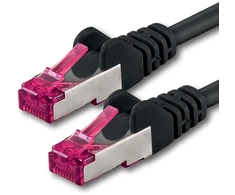 1attack.de 0.5 m - juodas - 1 vnt. - tinklo kabelis Cat6a (10gb/s) S-ftp Cat 6a Lan kabelis - Ghmt sertifikuotas Pimf 500 Mhz Cat5 Cat5e Cat6 Cat6a Cat7 jungikliui, maršrutizatoriui, modemui, internetui