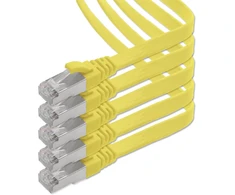1attack.de 2 m - geltona - 5 vnt. cat.7 gigabit ethernet lan plokščias juostinis kabelis (rj45) tinklo kabelis neapdorotas kabelis (10 gbit/s) instaliacinis kabelis plonas suderinamas su cat.5 - cat.5e - cat.6