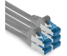 1attack.de 5 x 0,5 m Cat.6 - Ethernet Gigabit Lan tinklo Patch kabelis Rj45 Cat 6 A 10000 Mbit s Sftp Pimf 500 Mhz - pilkas