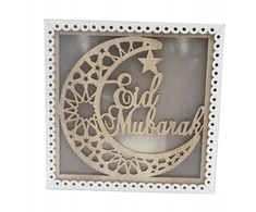 1pc Wood Eid Mubarak stalinė lempa siena stalas dekoras musulmonų festivalio stilius 4