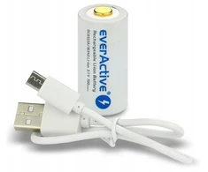 1x Akumuliatorius 16340 Rcr123a 700mah 3,7v Li-ion Micro Usb Everactive