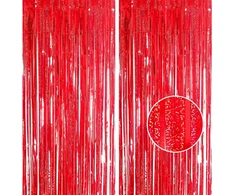 2 blizgučių užuolaidų rinkinys, raudona, 1m x 2.5m