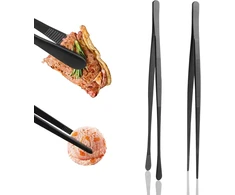 2 nerūdijančio plieno gaminimo pincetų rinkinys, 30 cm virtuvės pincetų rinkinys, profesionalūs virtuvės pincetai, preciziški dantyti pincetai Bbq, stovyklavimui, remontui, patiekimui, gaminimui, kepimui