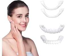 2 poros dantų lukštai Smile, patogūs momentiniai kosmetiniai dantų lukštai viršutiniams ir apatiniams dantims vyrams ir moterims, dantų balinimo uždengimas blogiems dantims