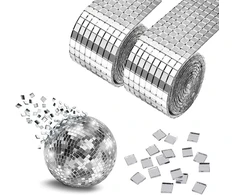 2 ritiniai 3200 vienetų mini veidrodinės mozaikos lipnios veidrodinės mozaikos plytelės disko kamuolys mini mozaikinės veidrodinės plytelės, mini veidrodinės mozaikos akmenys 5 x 5 mm lipnus mini veidrodis Ktv namų "pasidaryk pats"