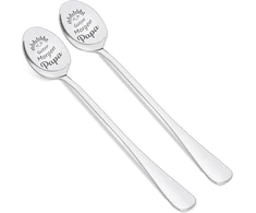 2 šaukštelių rinkinys su graviravimu, 19 cm nerūdijančio plieno kavos šaukšteliai su graviravimu, mylintys, tvirti ir patvarūs, unikalus meilės šaukštelis su graviravimu, labas rytas mama tėtis, tėvo ir motinos dienai
