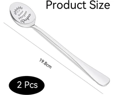 2 šaukštelių rinkinys su graviravimu, 19 cm nerūdijančio plieno kavos šaukšteliai su graviravimu, mylintys, tvirti ir patvarūs, unikalus meilės šaukštelis su graviravimu, labas rytas mama tėtis, tėvo ir motinos dienai