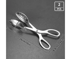 2 virtuvinių žnyplių rinkinys, nerūdijantis plienas, 26 cm, žnyplės makaronams, salotoms, dešrelėms, pyragams, mėsai, spagečiams, kepsninei, ilgos, virtuvinės žnyplės