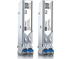 Šakotuvas 2 vnt. 1.25g Single Mode Sfp Lc modulis, 1000base-lx/lh šviesolaidinis siųstuvas-imtuvas, skirtas Netgear Agm732f, Ubiquiti Unifi Uf-sm-1g, Mikrotik, Intel, D-link ir daugiau (smf, 1310nm, 20km, Ddmm)
