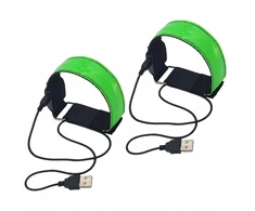 2 vnt. įkraunami led usb rankų juostos didelio matomumo moterims žalios