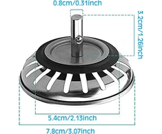 2 vnt. kriauklės filtras, nerūdijančio plieno, 78 mm