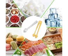 2 vnt. ledo žnyplių rinkinys, mini cukraus žnyplės, nerūdijančio plieno serviravimo žnyplės vakarėliams, barui, vestuvėms, virtuvei, saldumynams, kavai, arbatai, švediškam stalui (sidabrinės, auksinės)