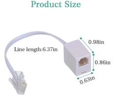 2 vnt. Rj45 į Rj11 adapteriai, baltas tinklo prievadas į telefono jungtį