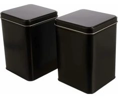 2 x Juodi metaliniai arbatos/kavos indeliai, 400g talpos, sukraunami