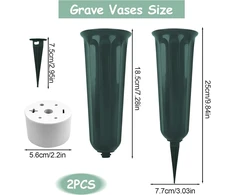 2 x plastikiniai vazonų įdėklai kapams, vazonas kapams su smaigaliu į žemę, patvarus vazono įdėklas kapinėms, įstatomi vazonai kapams, vazonai kapinėms, kiemams, kapams, sodo dekoracijos (žalias)